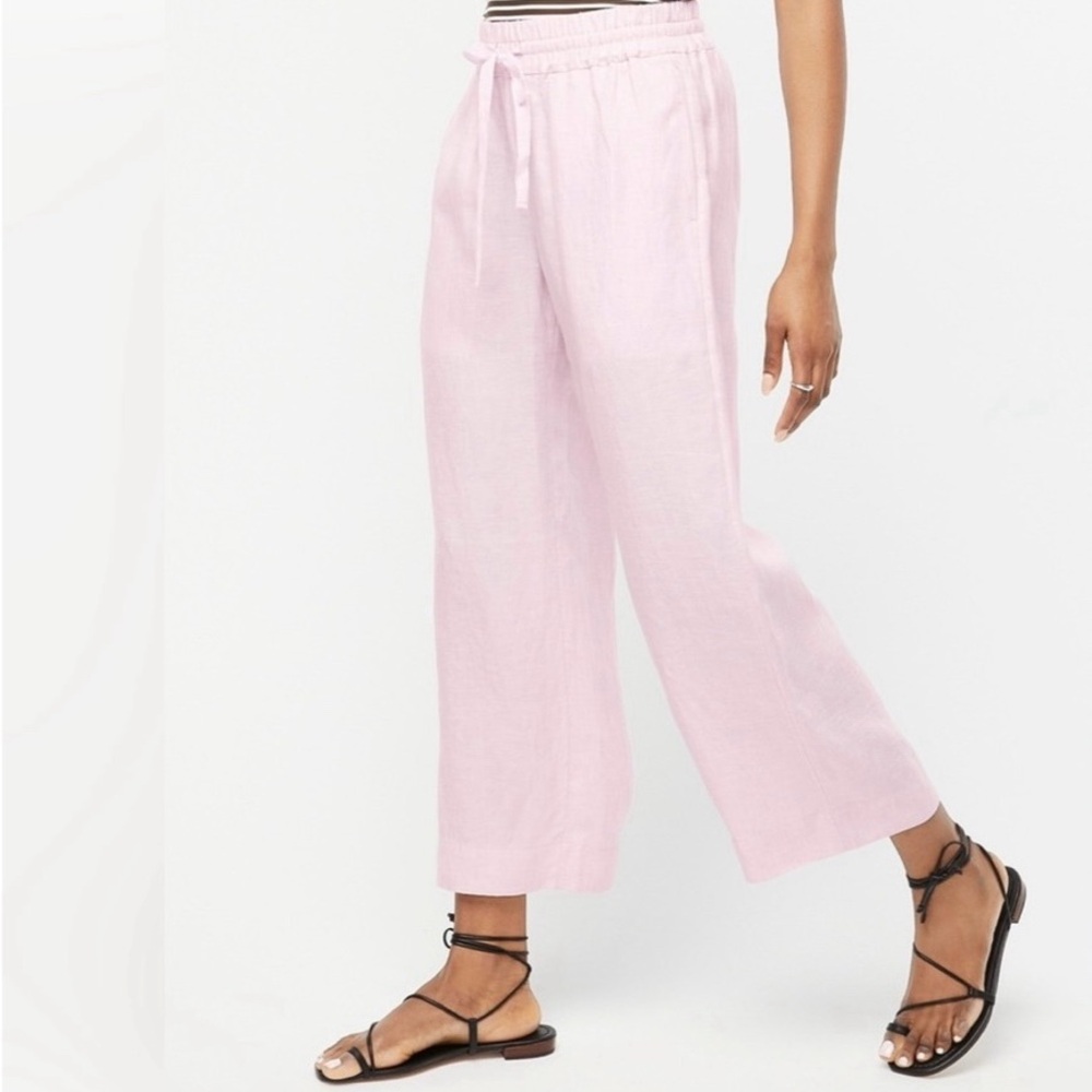 J Crew Light Pink Linen cropped pants